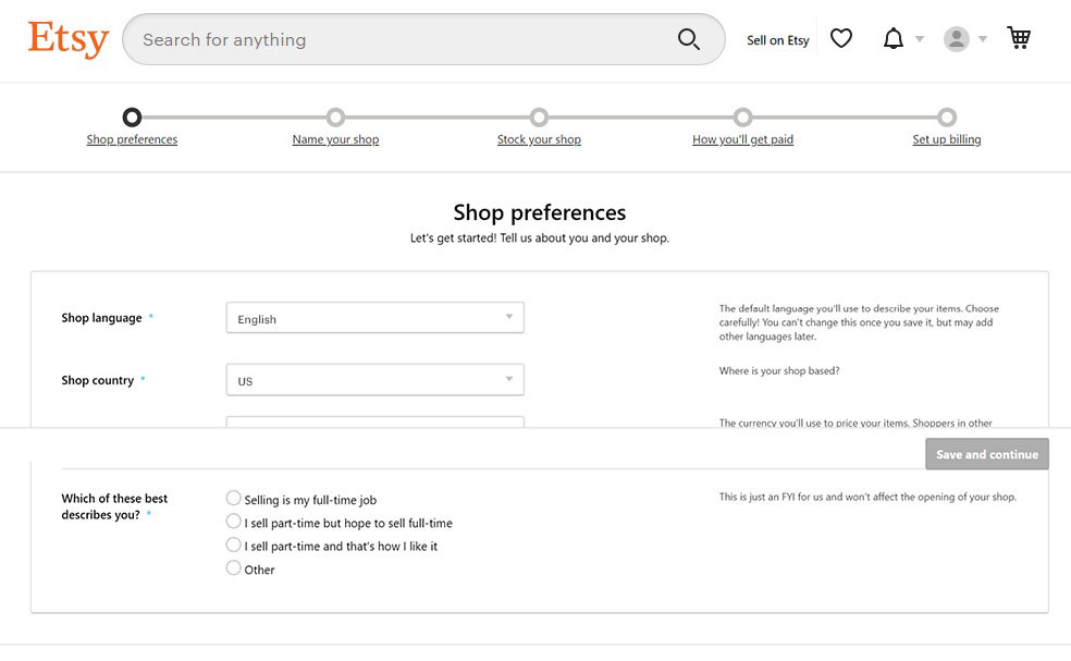 Etsy Marketplace Preferance